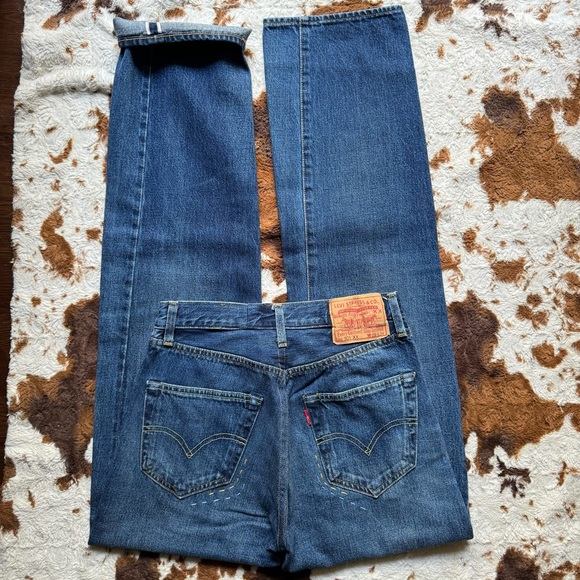 Modern Levis Vintage Collection (LVC) Big E selvedge redline rivet dark wash 501 - Picture 1 of 6